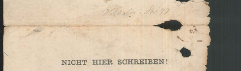 Image shows side 1 of letter; letter has caption Prisoners of War on top